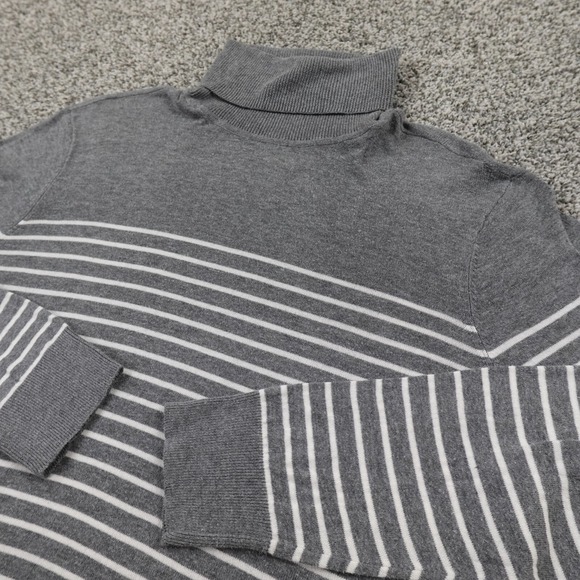 Polo Ralph Lauren Sweaters - Ralph Lauren Chaps Sweater Womens L Gray White Rib Knit Turtleneck Sweatshirt